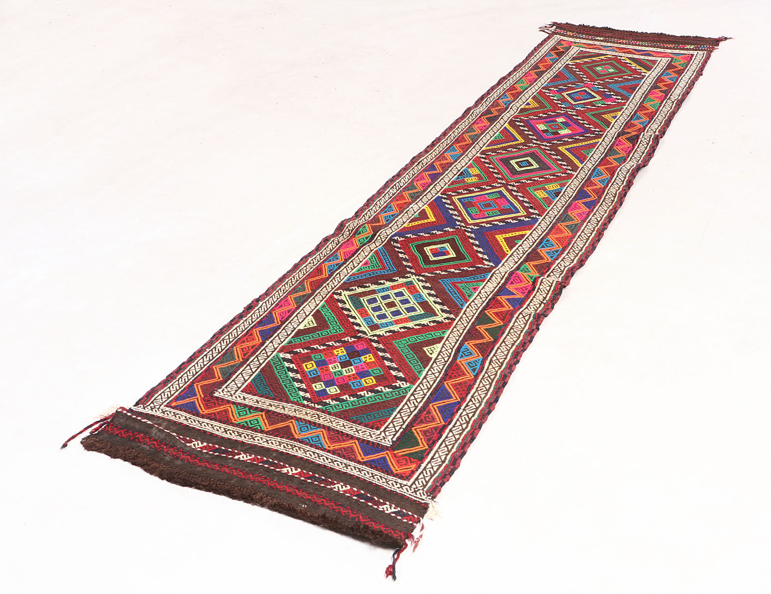 2' 6" X 9'  Multy Handmade Suzani Kilim Rug Runner