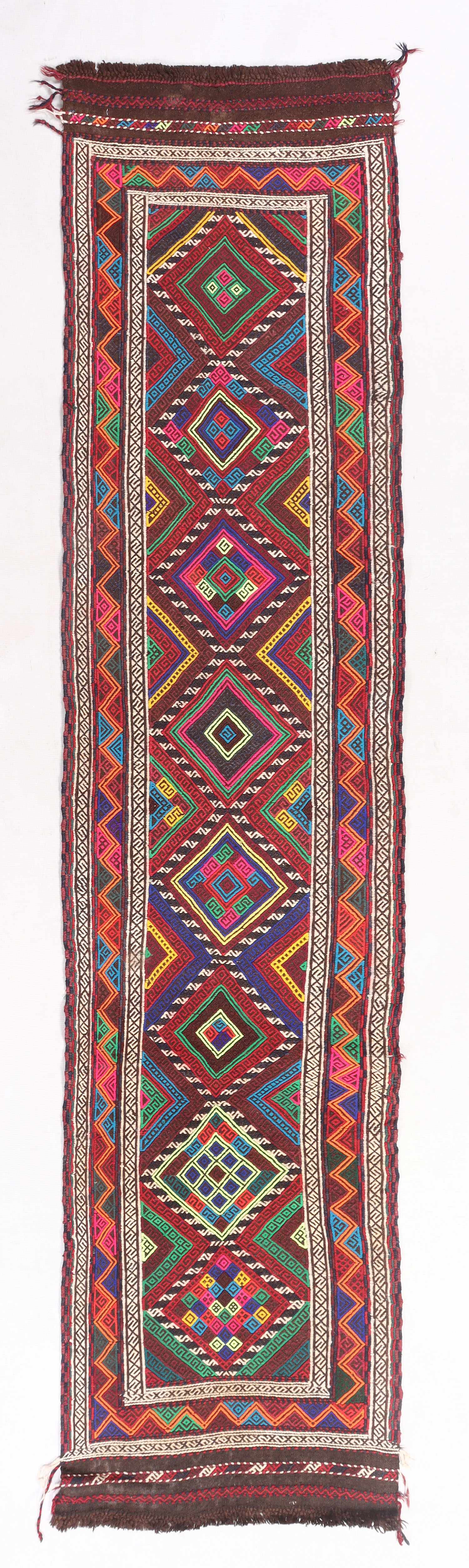 2' 6" X 9'  Multy Handmade Suzani Kilim Rug Runner
