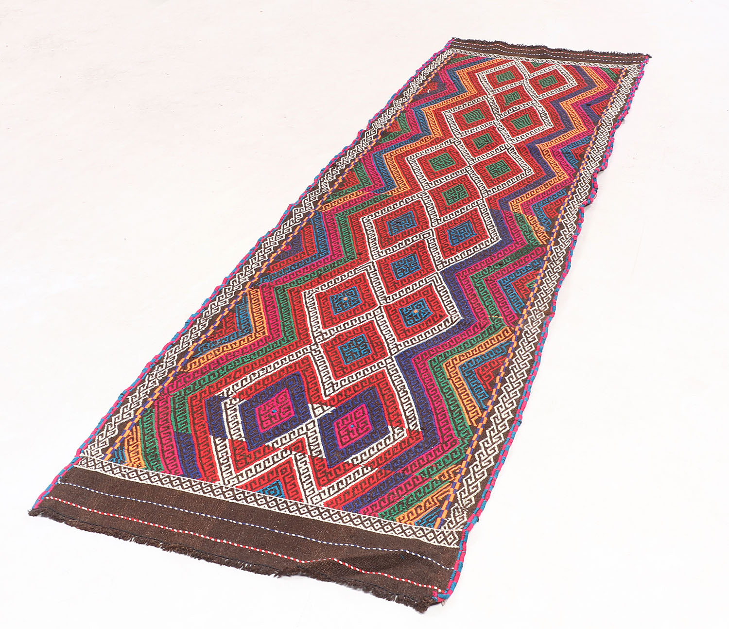 2' 6" X 9'  Multy Handmade Suzani Kilim Rug Runner