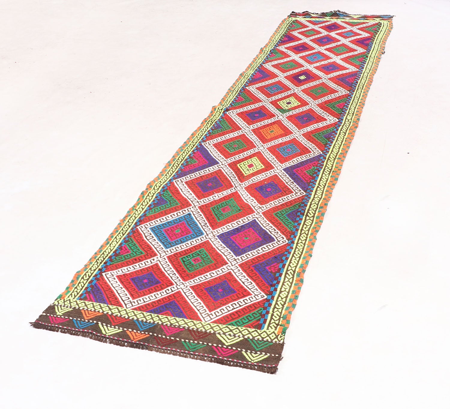 2' 6" x 10'  Multy Handmade Suzani Kilim Rug Runner
