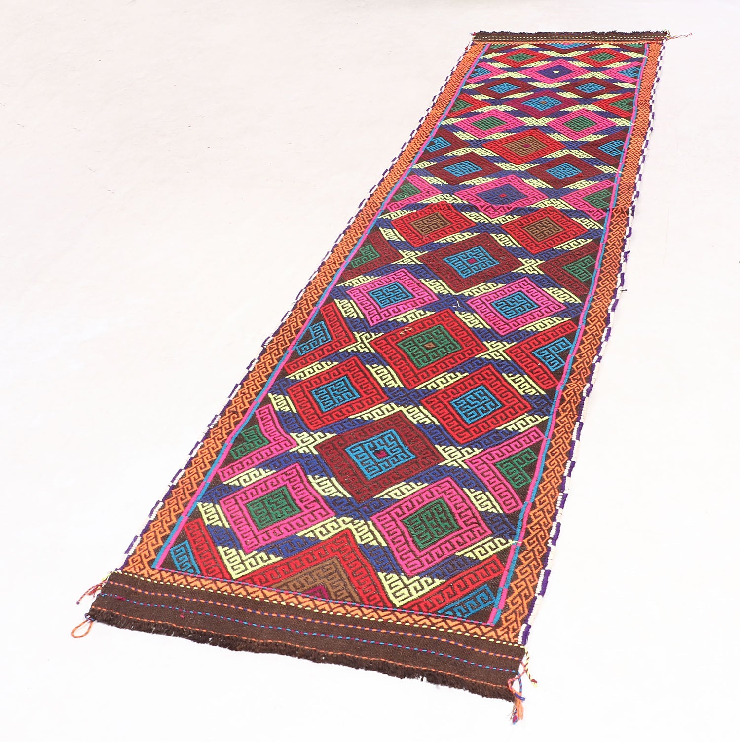 3' X 10'  Multy Handmade Suzani Kilim Rug Runner