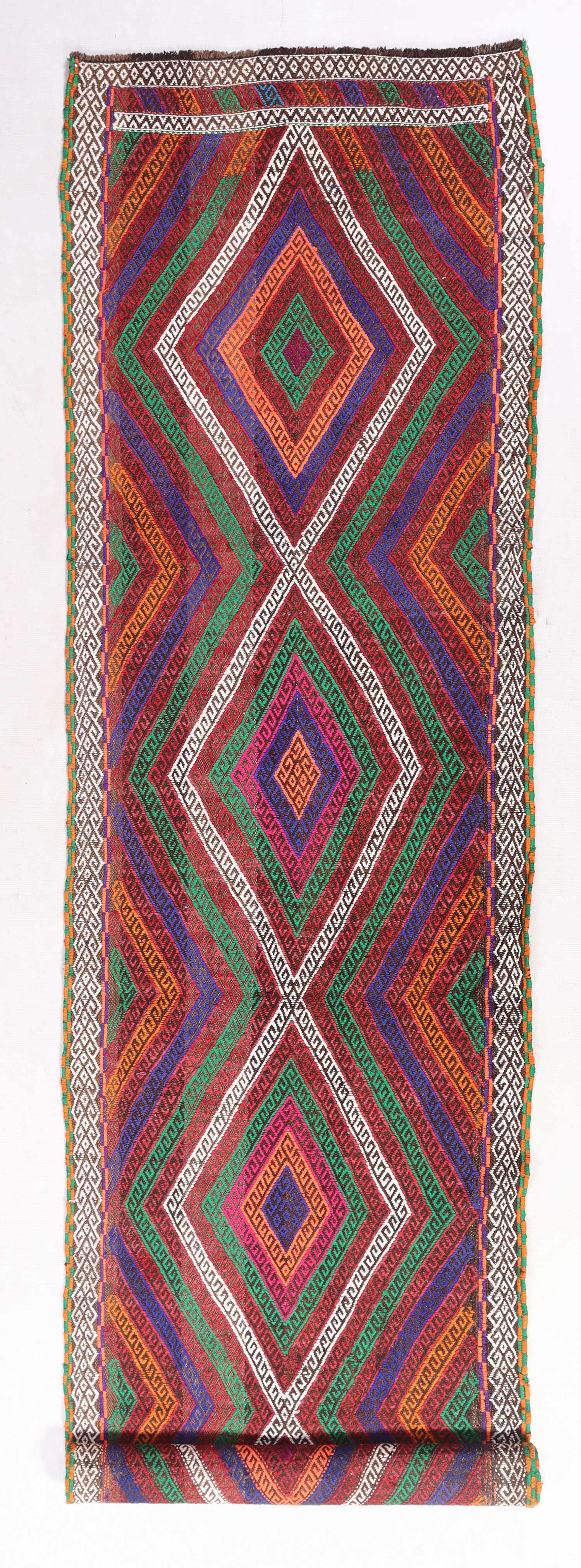 10' 6" X 2' 6"  Multy Handmade Suzani Kilim Rug Runner