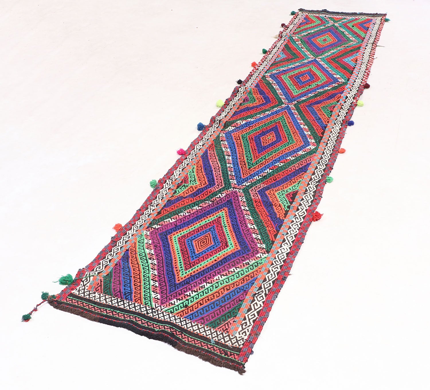 2' 6" x 10'  Multy Handmade Suzani Kilim Rug Runner