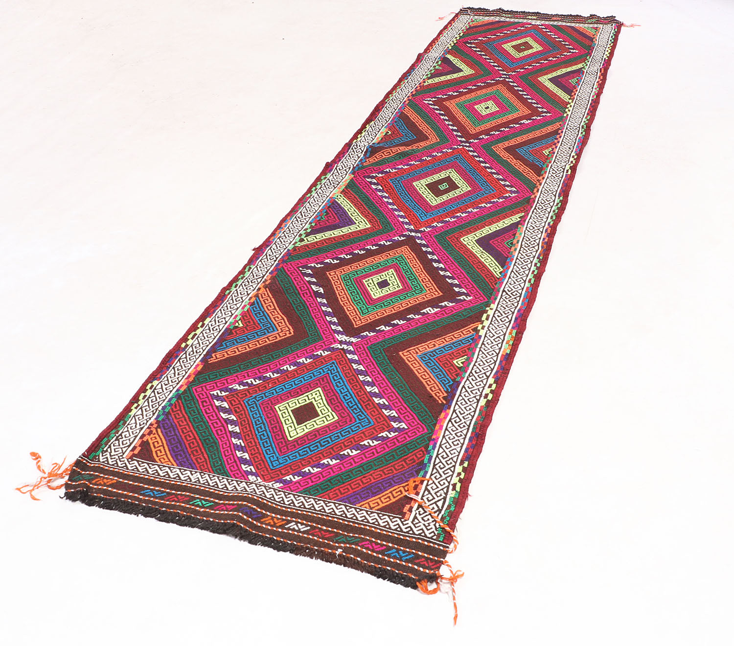 2' 6" x 10'  Multy Handmade Suzani Kilim Rug Runner