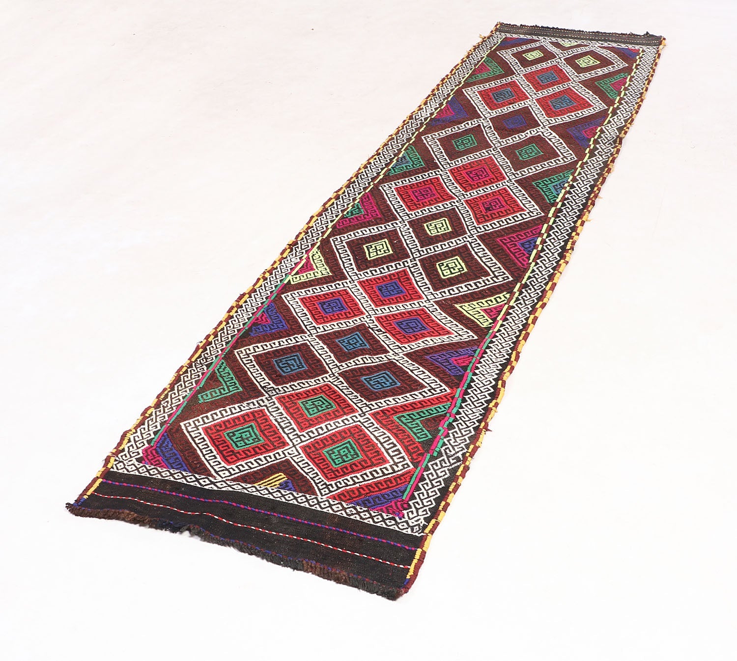 2' 6" X 9'  Multy Handmade Suzani Kilim Rug Runner