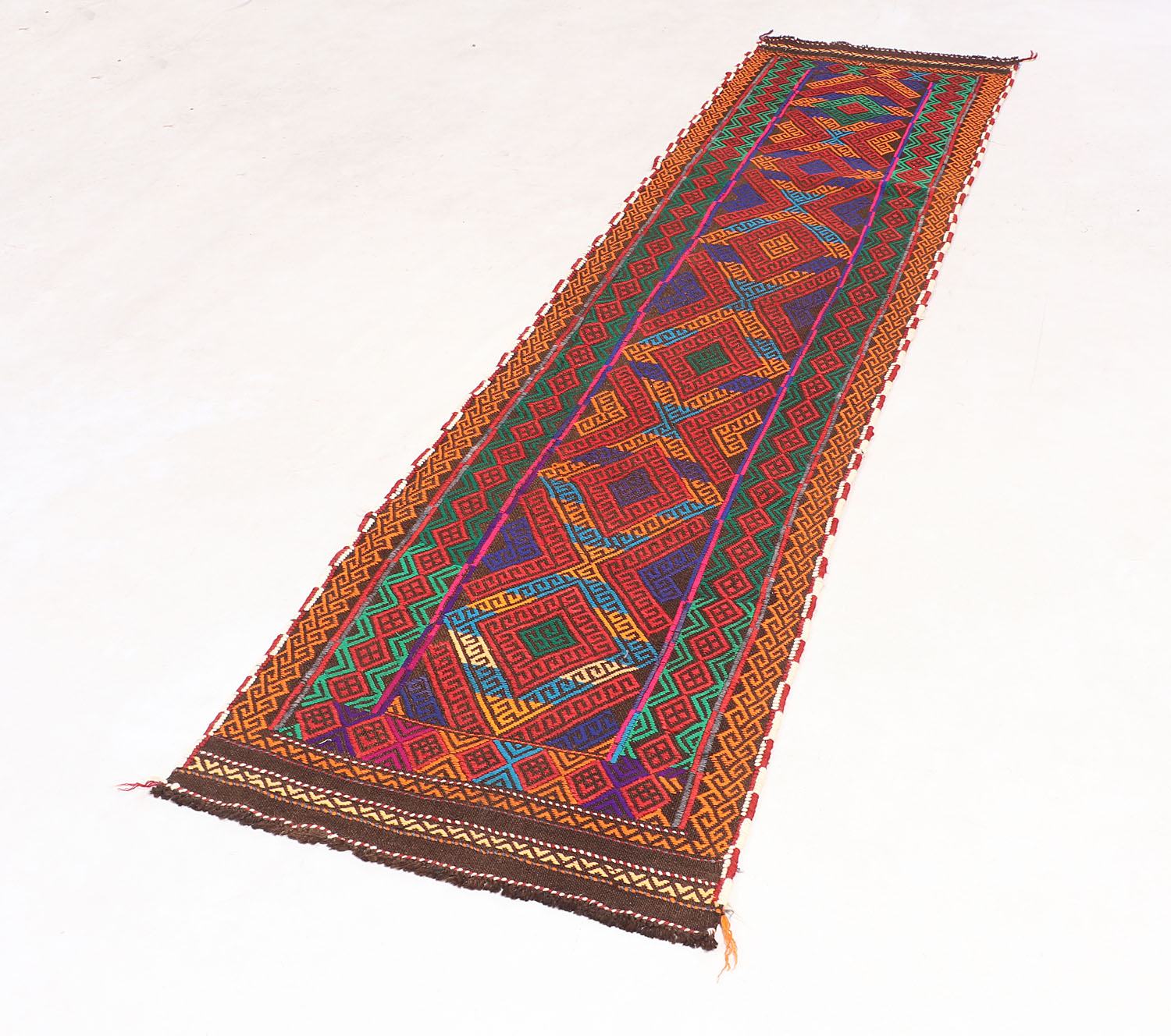 2' 6" X 9'  Multy Handmade Suzani Kilim Rug Runner