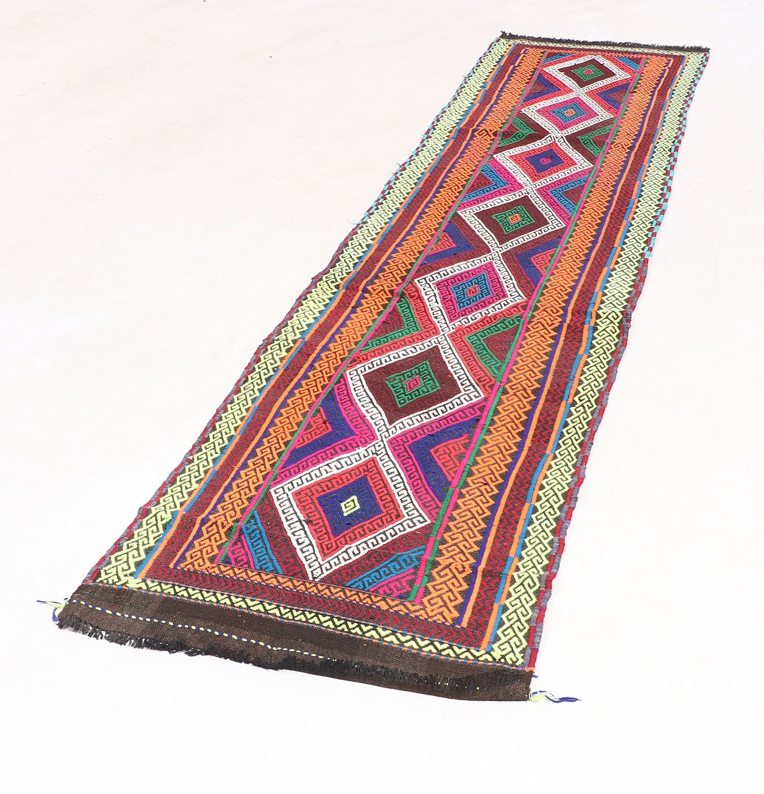 2' 6" X 9'  Multy Handmade Suzani Kilim Rug Runner