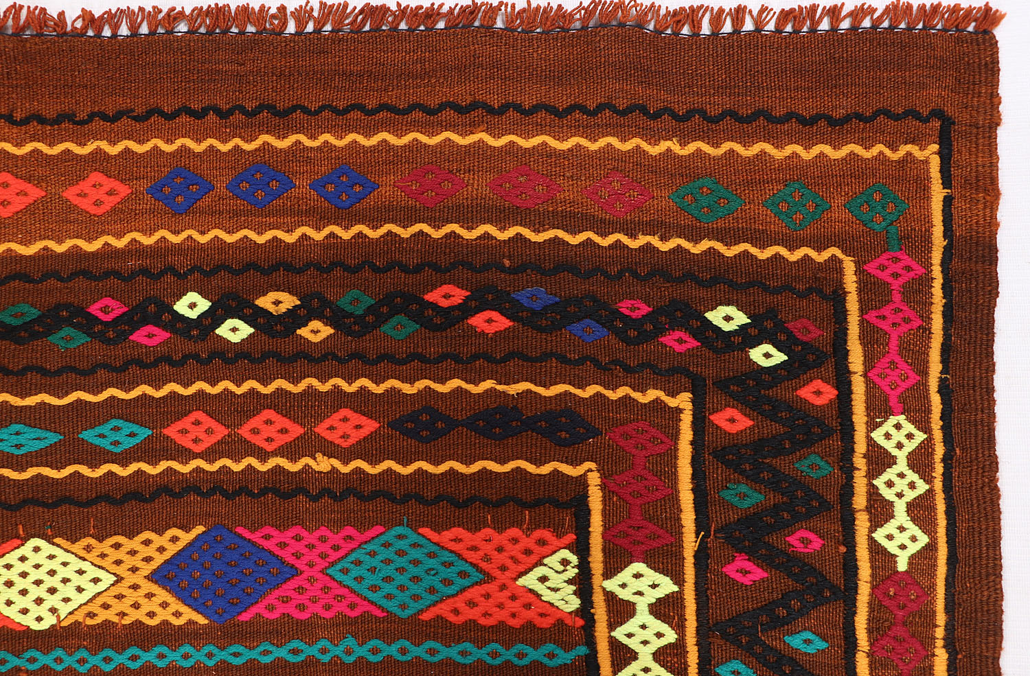 2' 6" X 9'  Multy Handmade Suzani Kilim Rug Runner