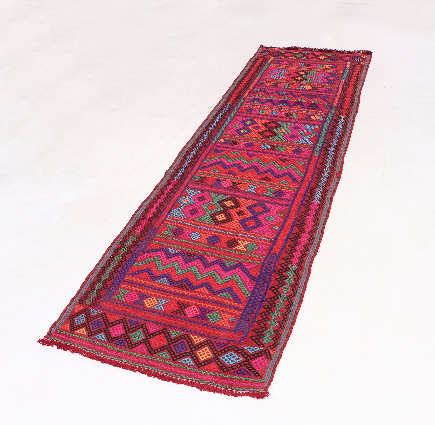 2' 6" X 9'  Multy Handmade Suzani Kilim Rug Runner