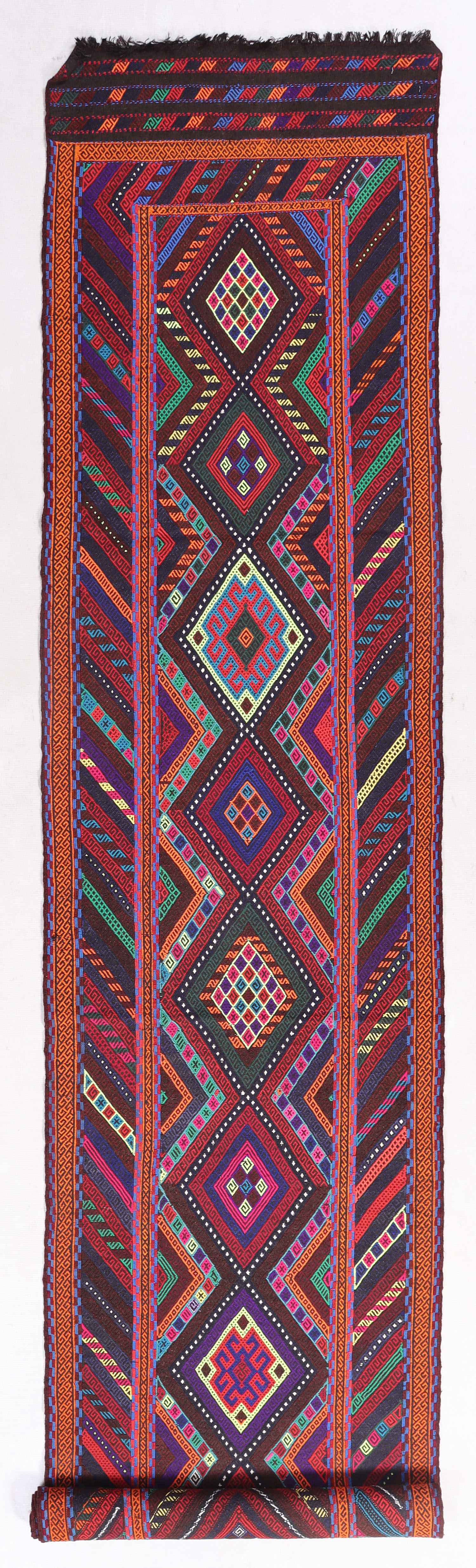 10' 6" X 2' 6"  Multy Handmade Suzani Kilim Rug Runner