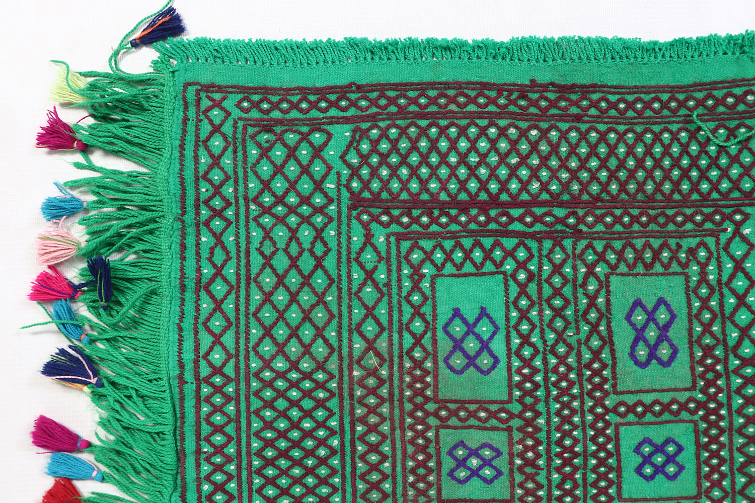 Green Handmade Suzani Kilim Rug Rectangular