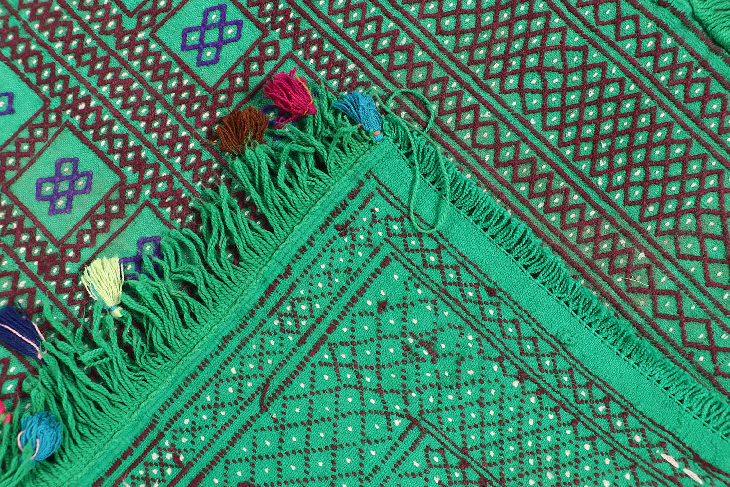 Green Handmade Suzani Kilim Rug Rectangular