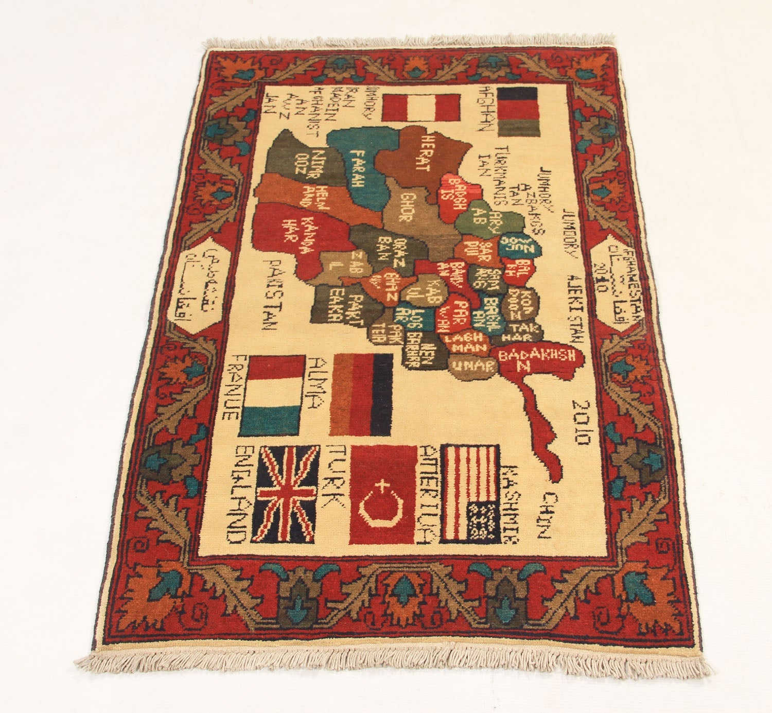 Ivory Hand Knotted Wool War Rug