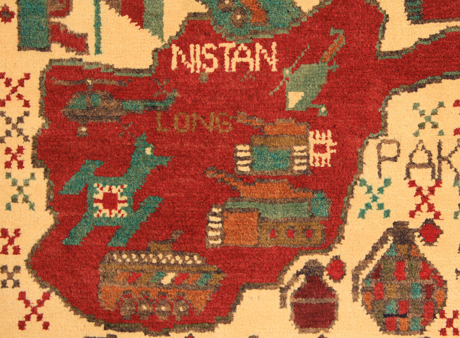 Ivory Hand Knotted Wool War Rug