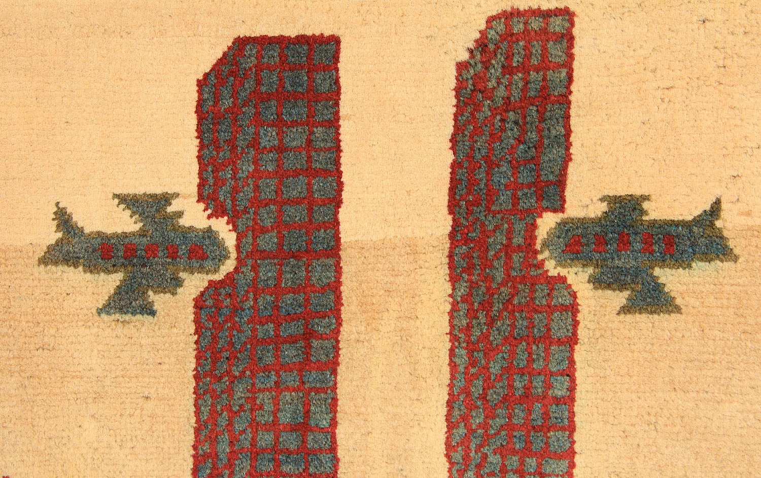 2' x 3'  Ivory Handmade War Rug Rectangular