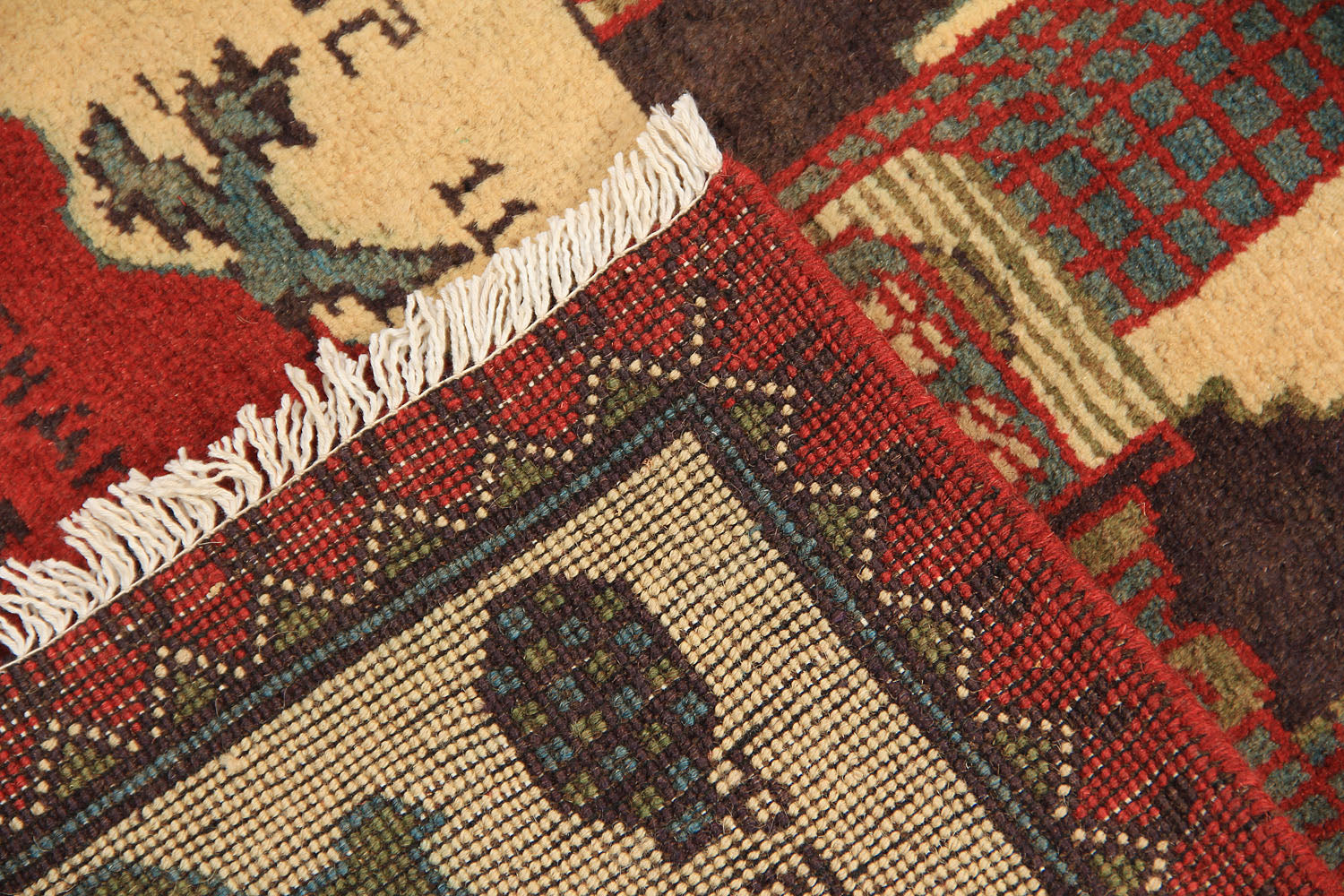 2' x 3'  Ivory Handmade War Rug Rectangular