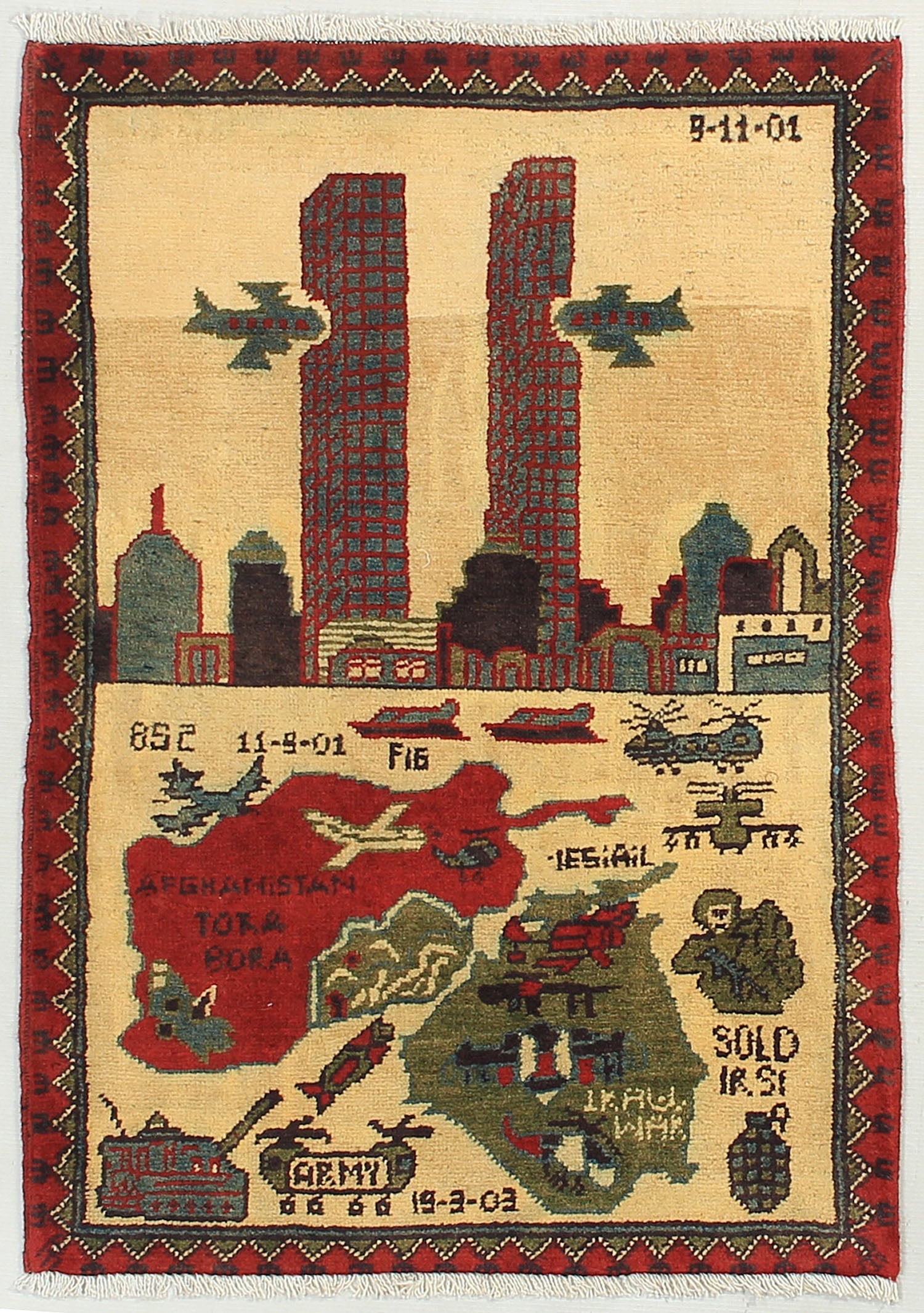 激安セール　SALE アフガンラグ　war rug手織り 153cm X 86 Afghan War Rug - NICK WHITE