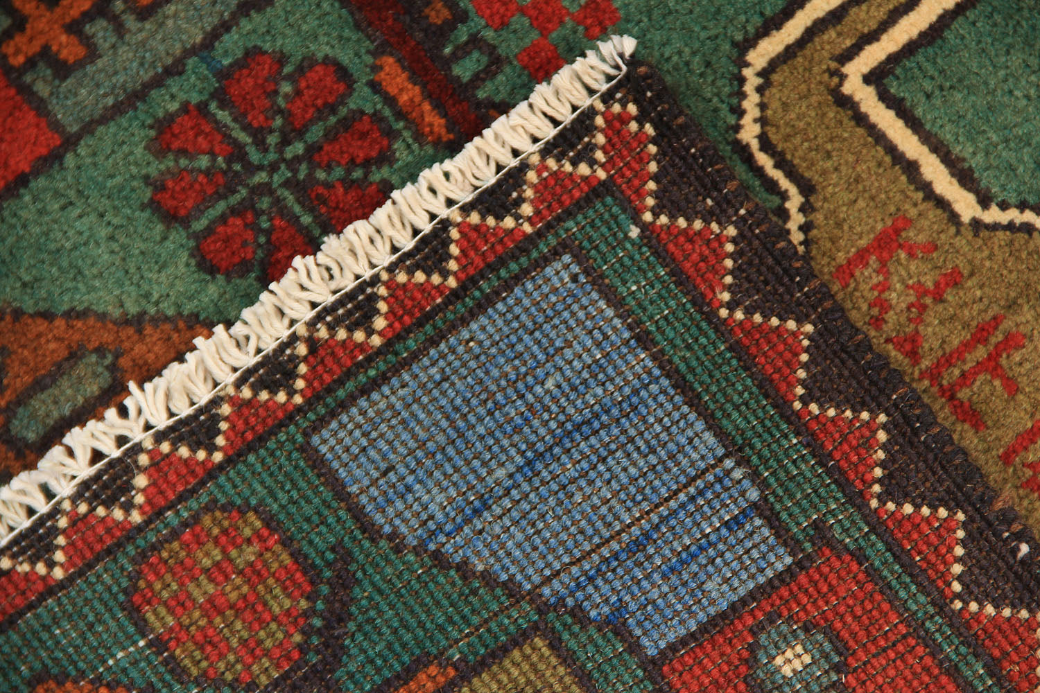 Green Hand Knotted Wool War Rug 2' x 3'
