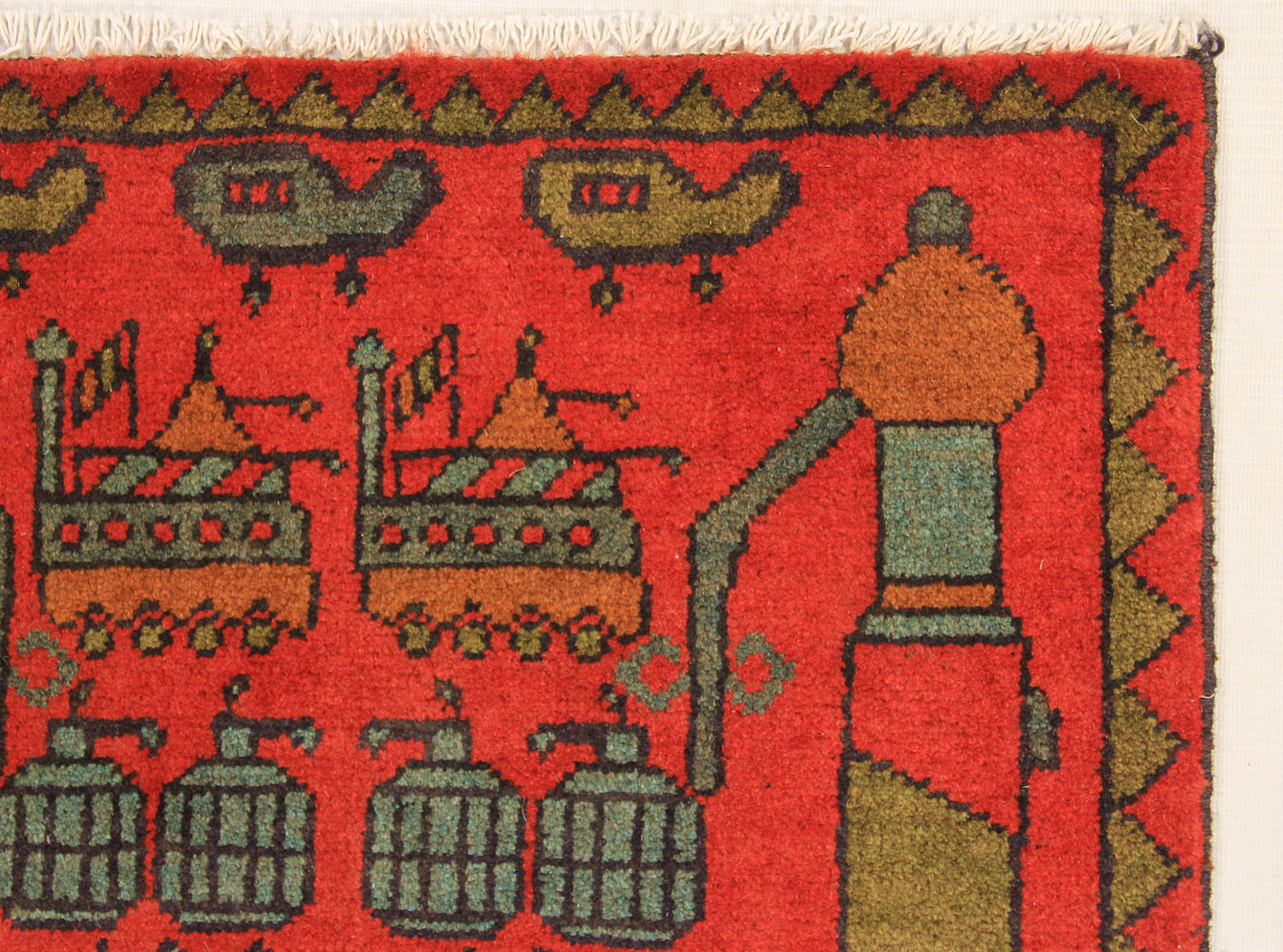 Red Hand Knotted Wool War Rug 2' x 3'