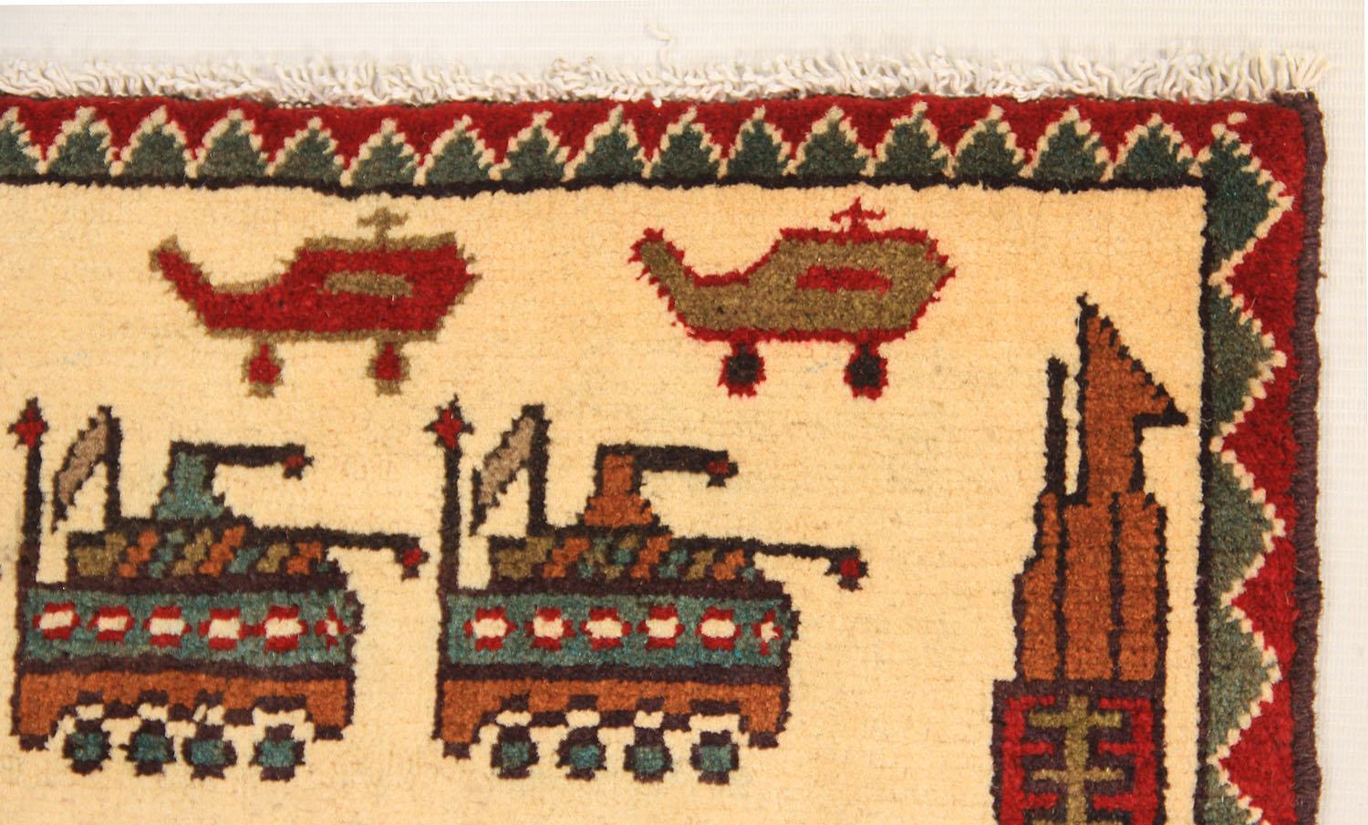 Ivory Hand Knotted Wool War Rug 2' x 3'