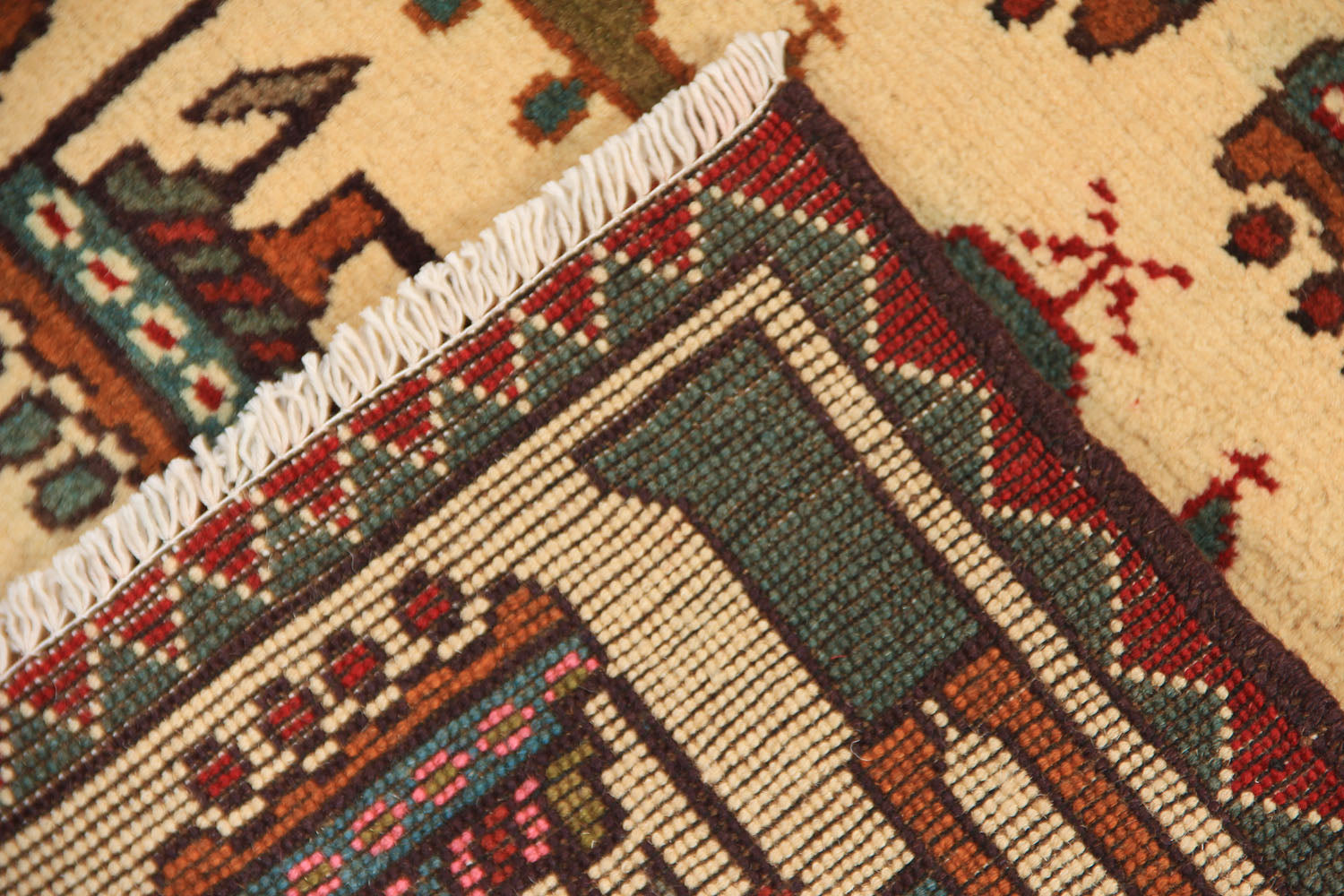 Ivory Hand Knotted Wool War Rug 2' x 3'