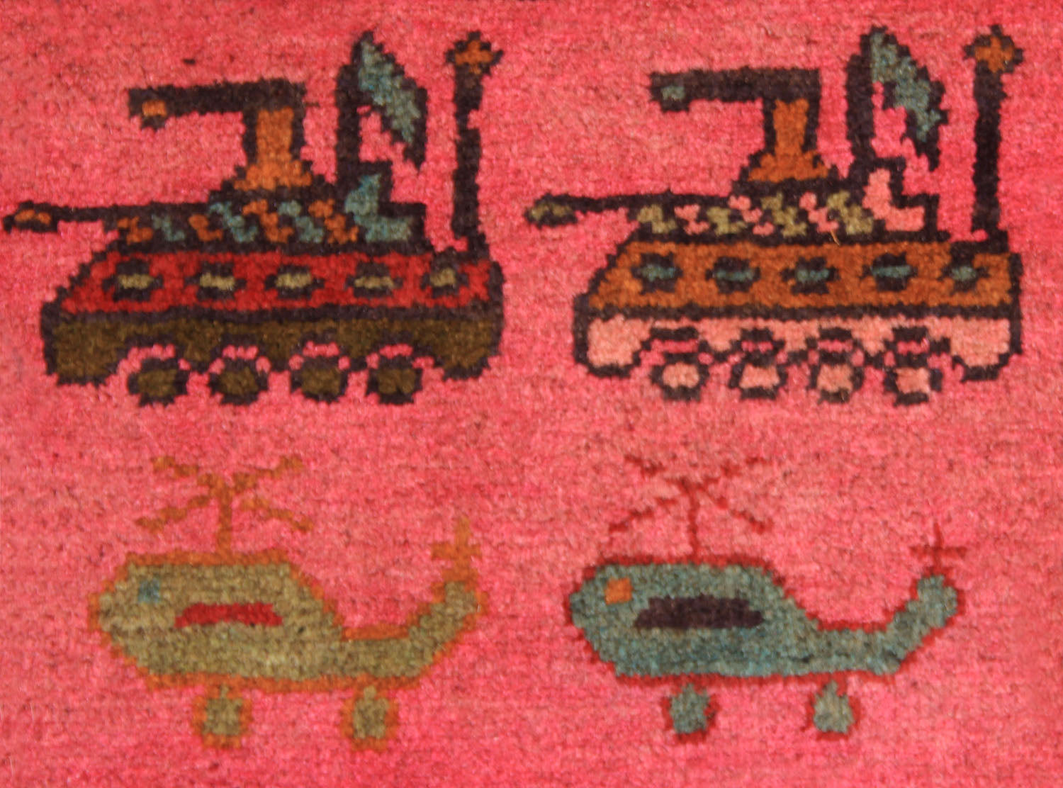 Pink Hand Knotted Wool War Rug 2' x 3'