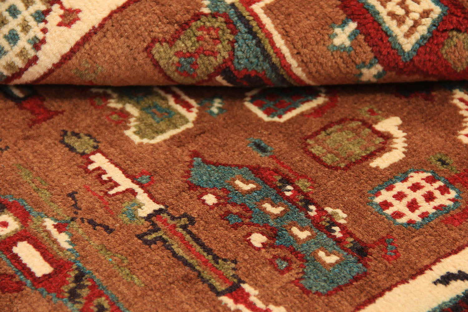 Brown Hand Knotted Wool War Rug 2' x 3'