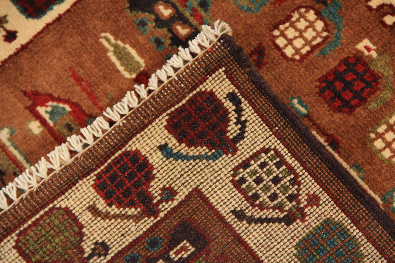 Brown Hand Knotted Wool War Rug 2' x 3'