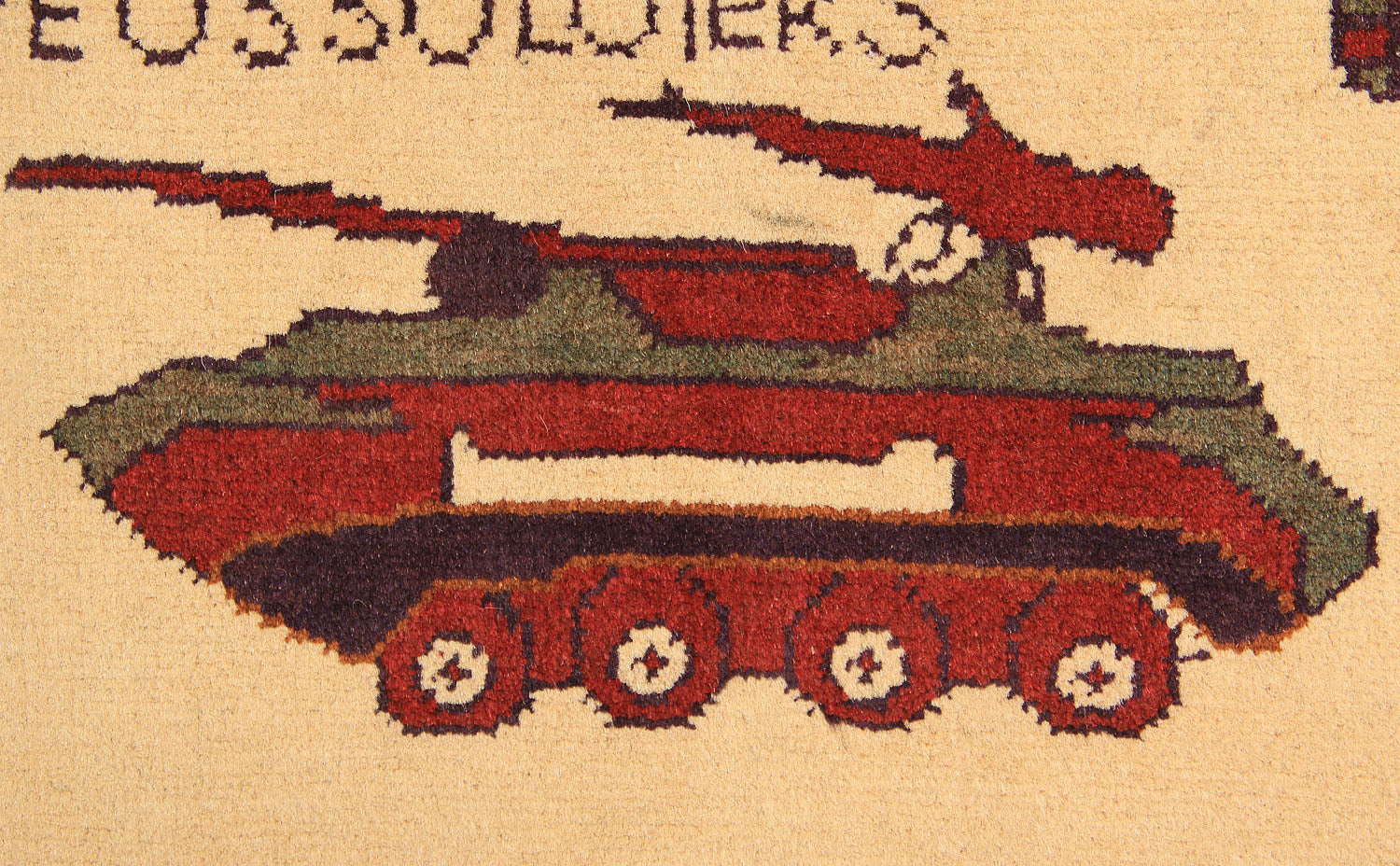 Hand Knotted Wool War Rug Ivory 2' x 3'