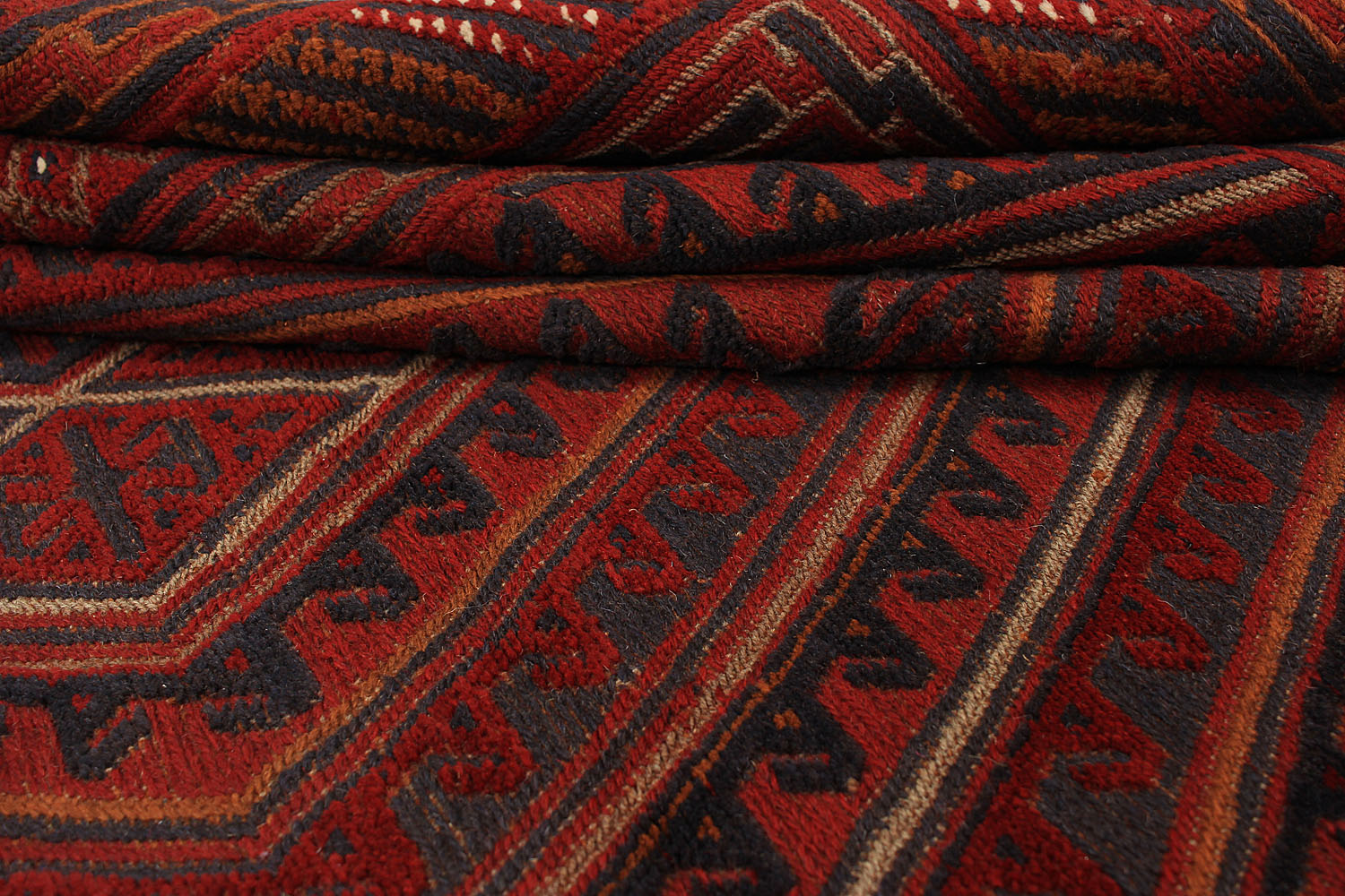 6' 6"X 10'  Red Handmade Mashwani Afghan Rug Rectangular