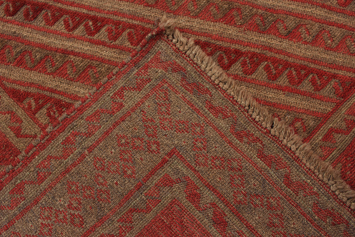 Red Handmade Mashwani Afghan Rug Rectangular
