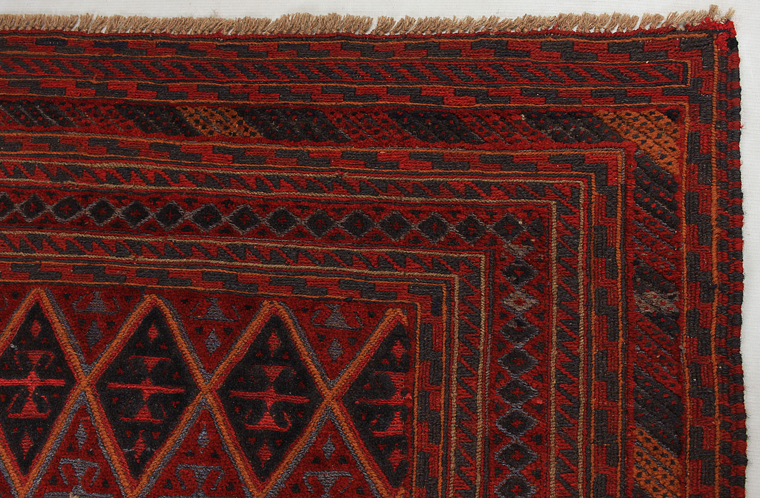 Red Handmade Mashwani Afghan Rug Rectangular