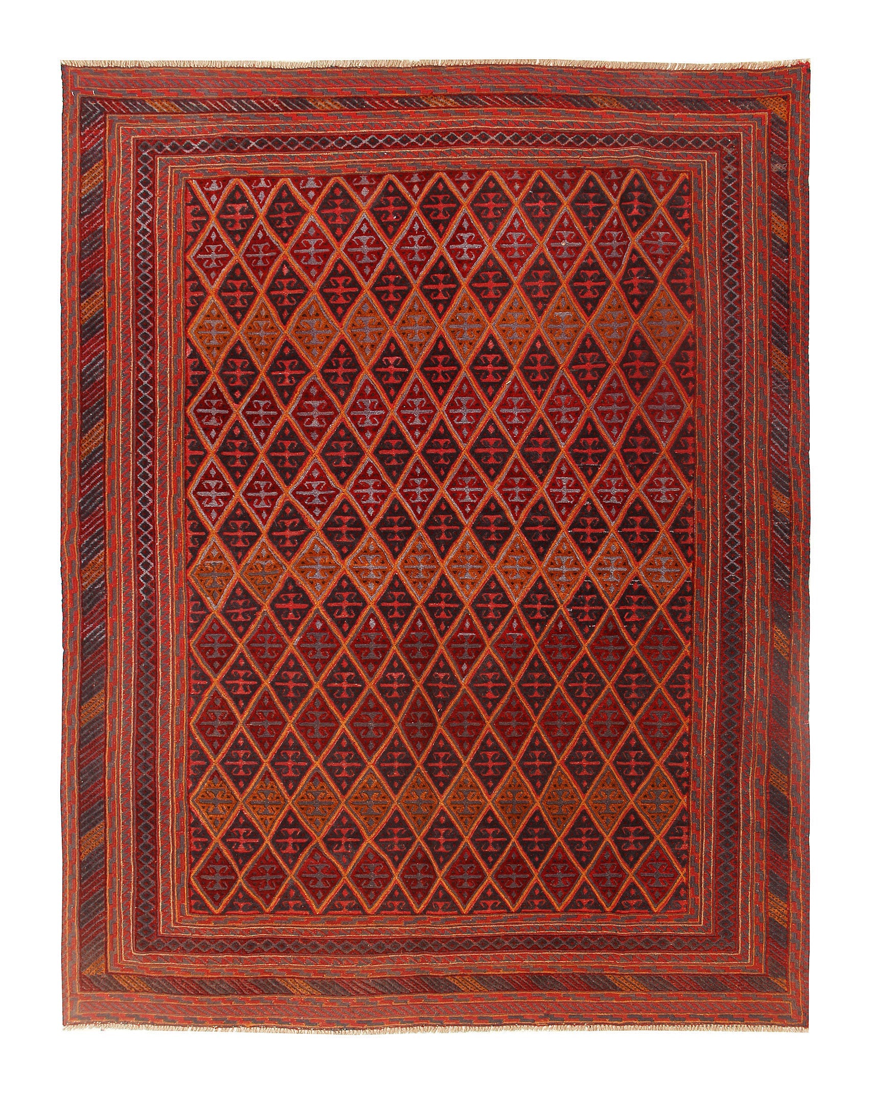 Red Handmade Mashwani Afghan Rug Rectangular