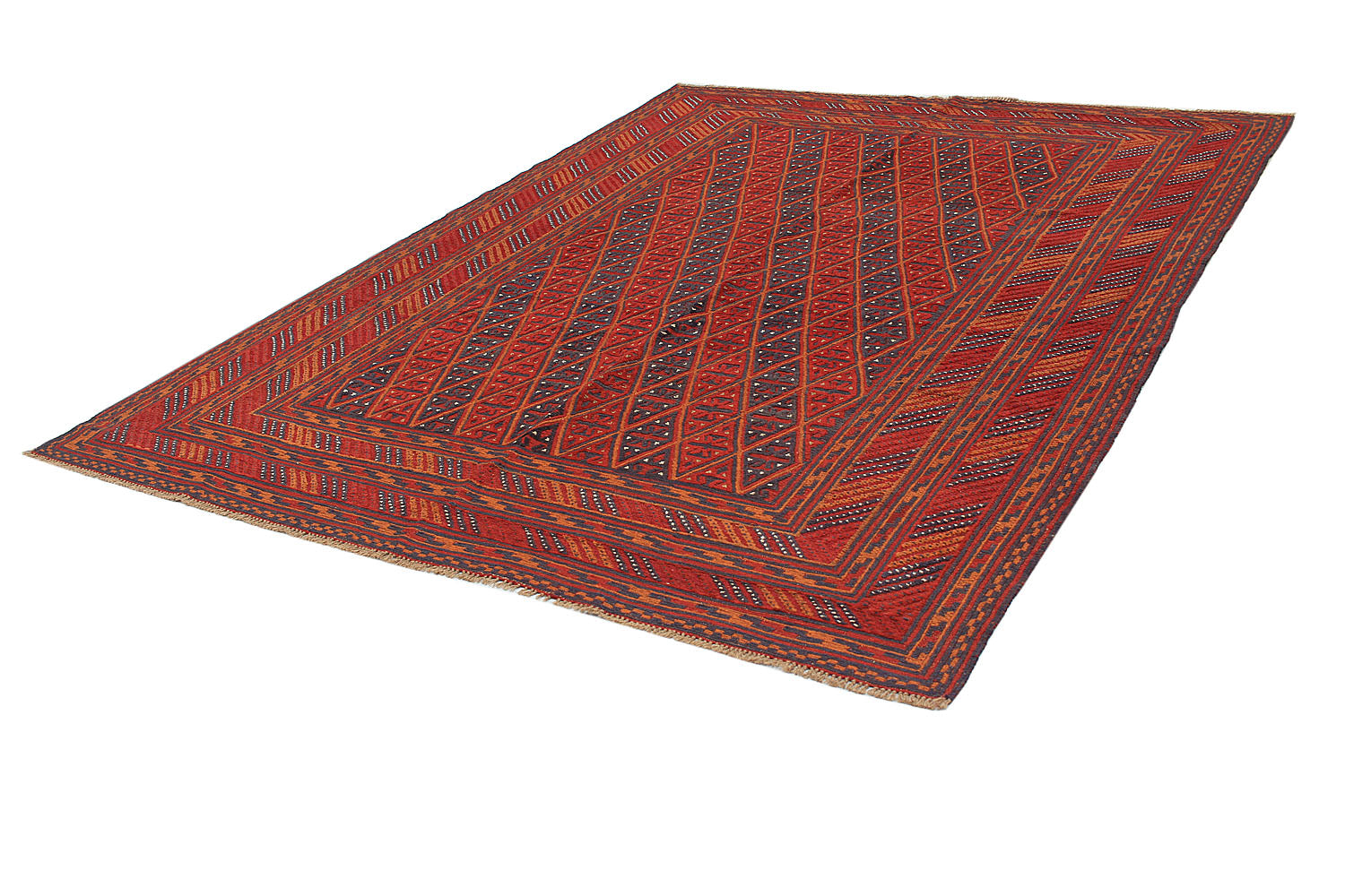 Red Handmade Mashwani Afghan Rug Rectangular