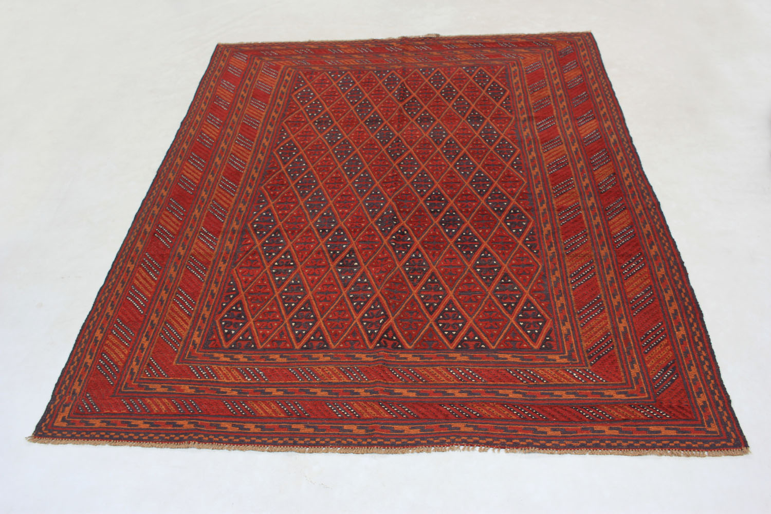 Red Handmade Mashwani Afghan Rug Rectangular