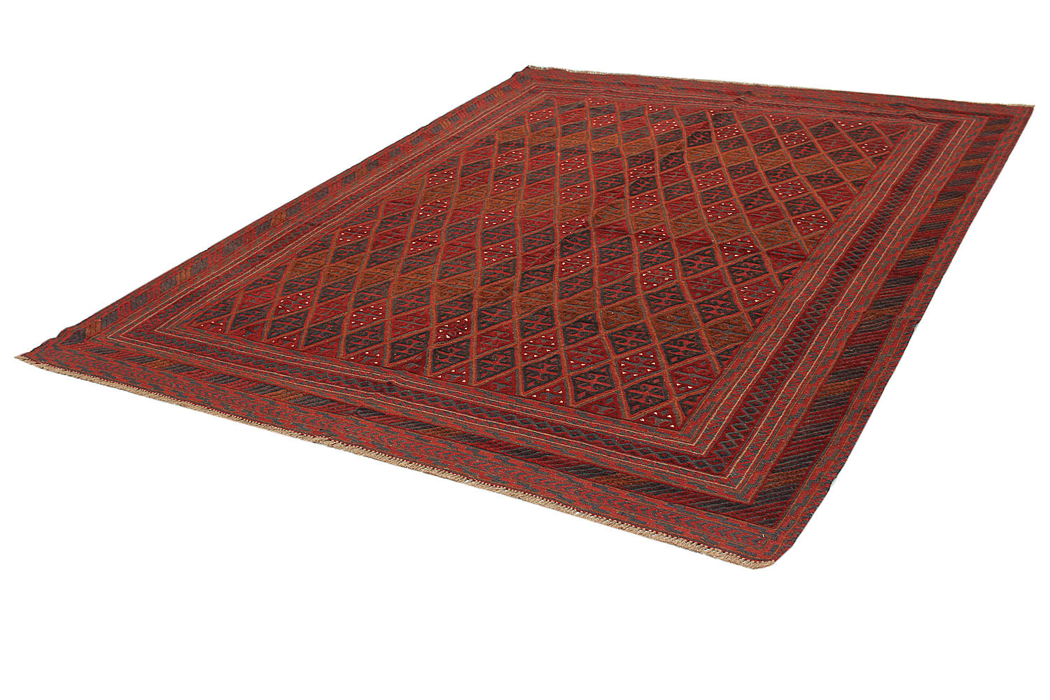 Red Handmade Mashwani Afghan Rug Rectangular