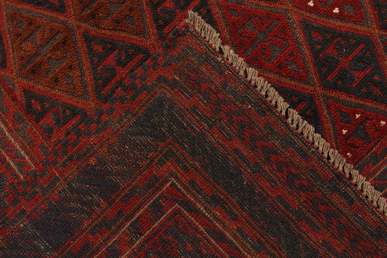 Red Handmade Mashwani Afghan Rug Rectangular