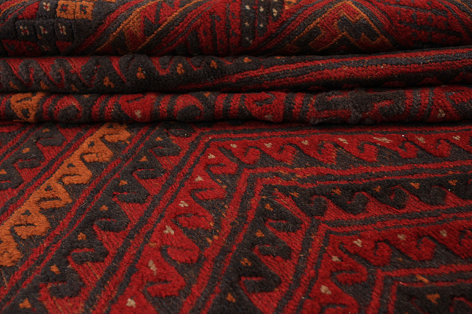 6' 6"X 10'  Red Handmade Mashwani Afghan Rug Rectangular