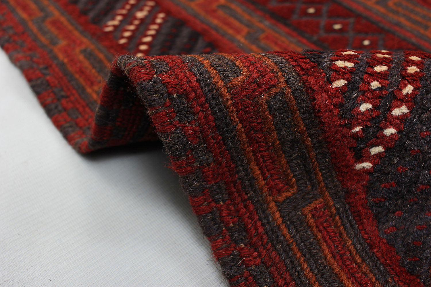 Red Handmade Mashwani Afghan Rug Rectangular