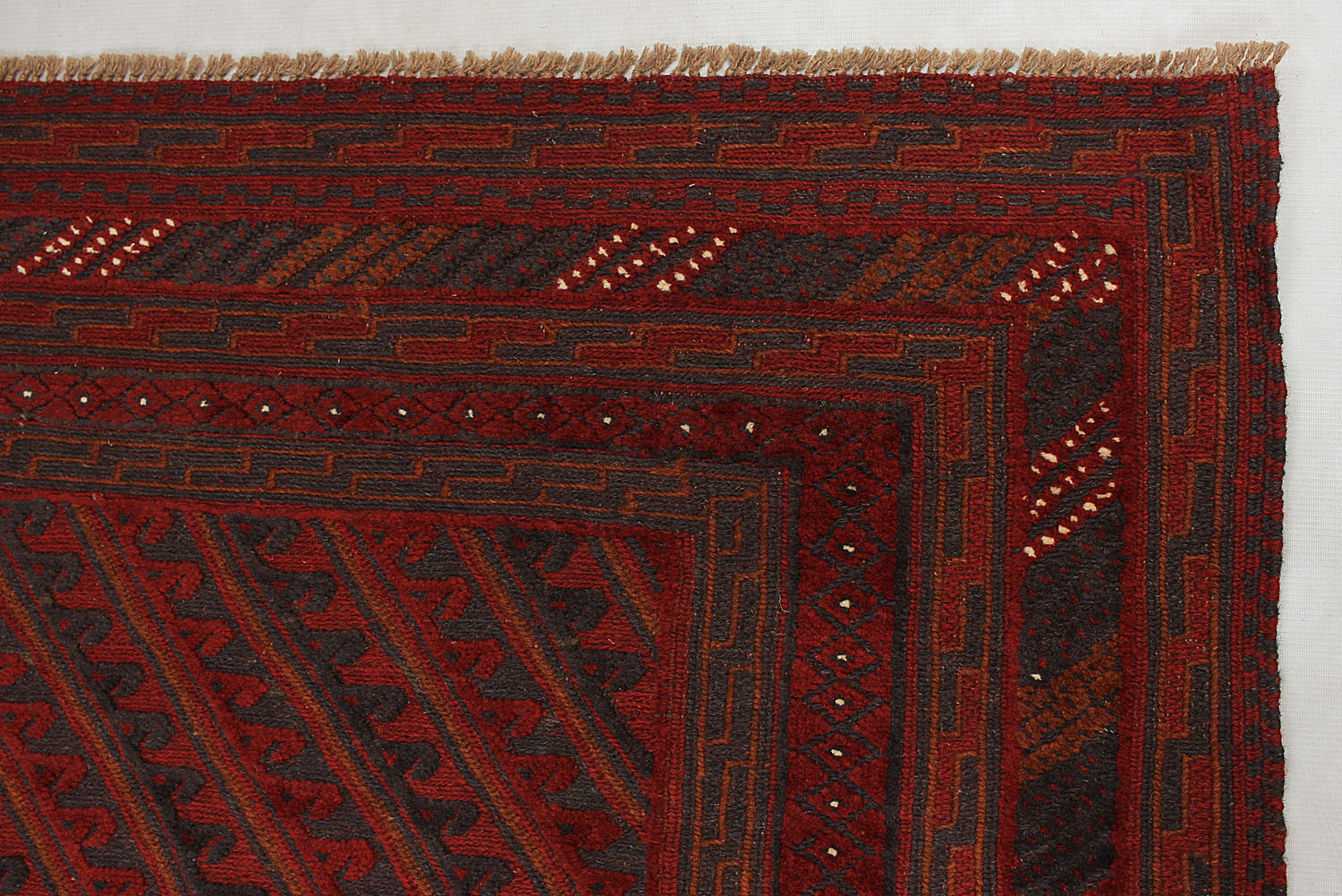 Red Handmade Mashwani Afghan Rug Rectangular
