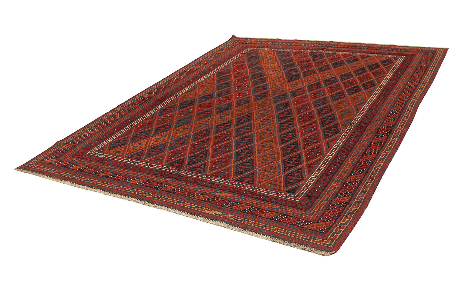 Red Handmade Mashwani Afghan Rug Rectangular