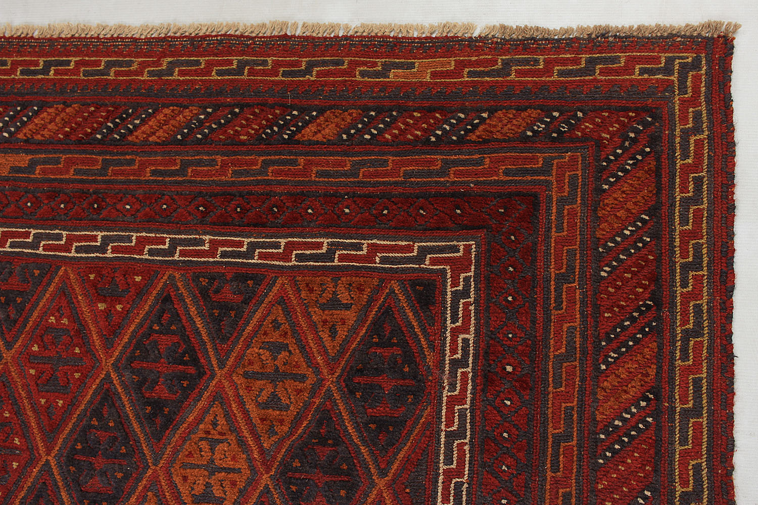 Red Handmade Mashwani Afghan Rug Rectangular