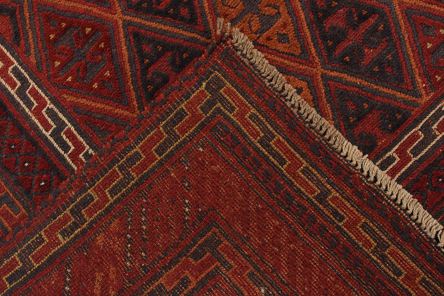 Red Handmade Mashwani Afghan Rug Rectangular