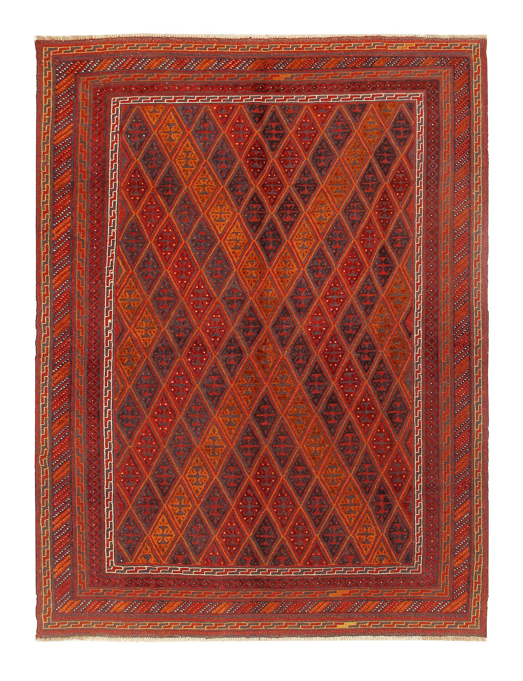 Red Handmade Mashwani Afghan Rug Rectangular