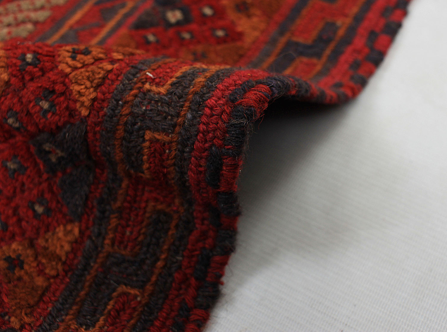 Red Handmade Mashwani Afghan Rug Rectangular