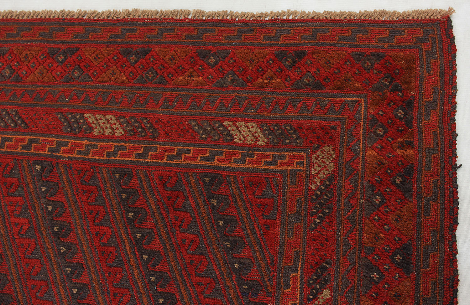 Red Handmade Mashwani Afghan Rug Rectangular