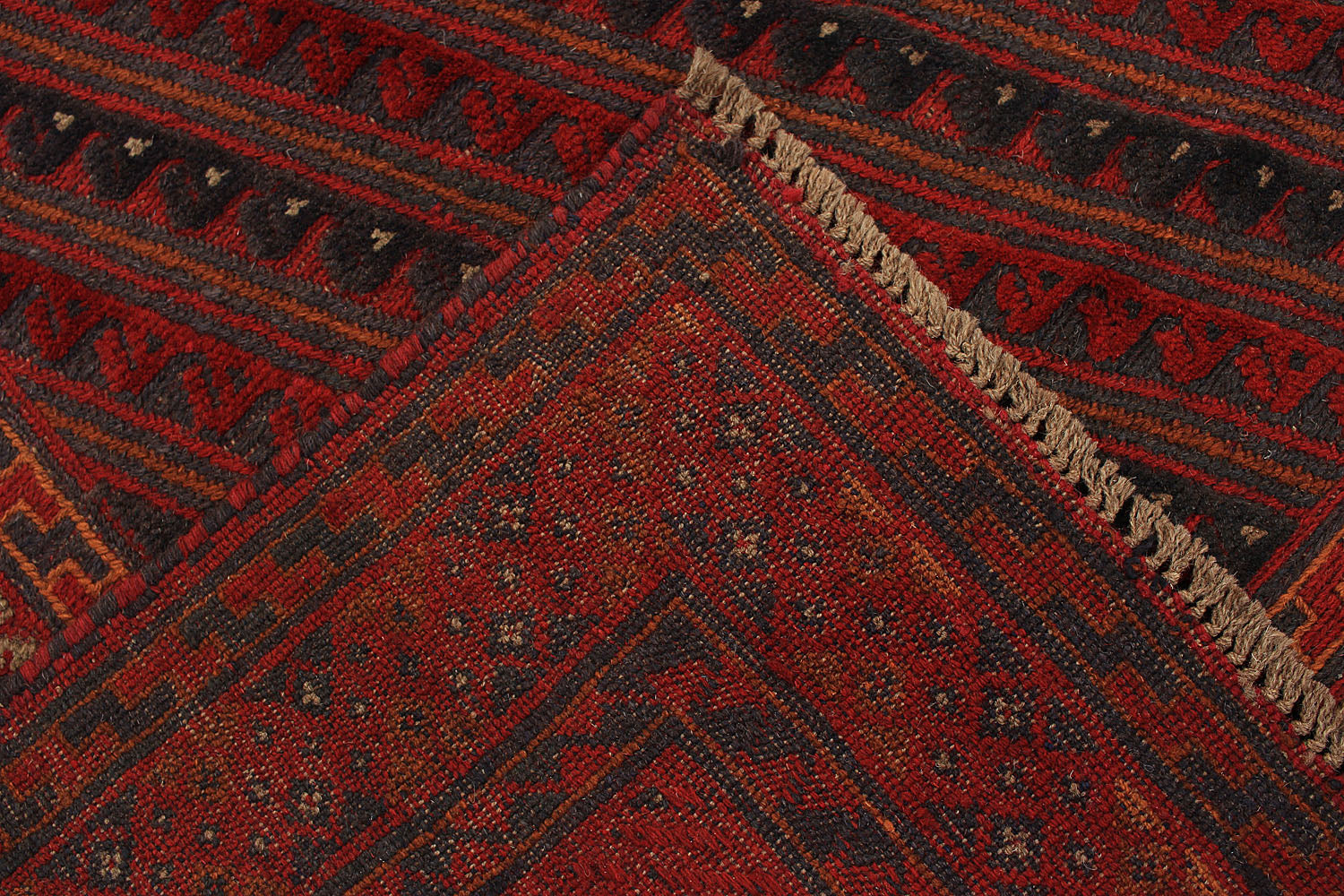 Red Handmade Mashwani Afghan Rug Rectangular