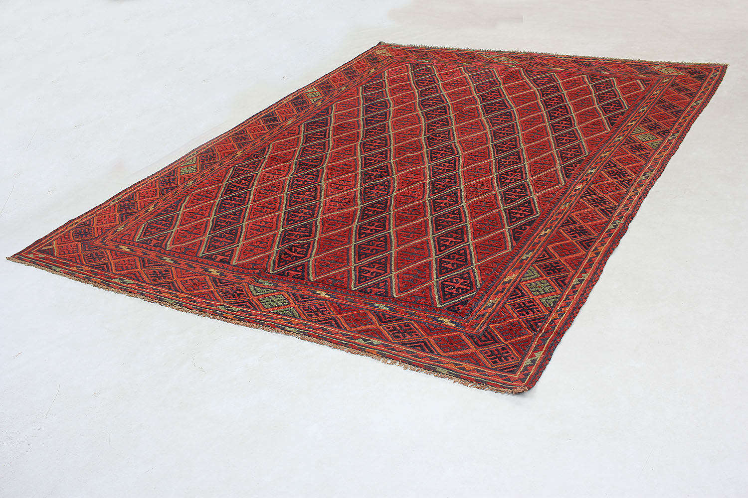 Red Handmade Mashwani Afghan Rug Rectangular