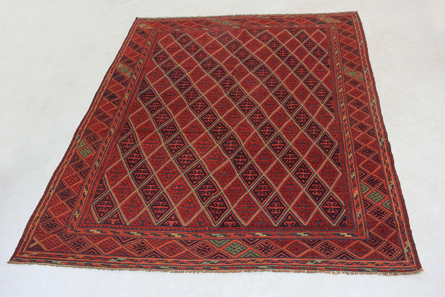 Red Handmade Mashwani Afghan Rug Rectangular