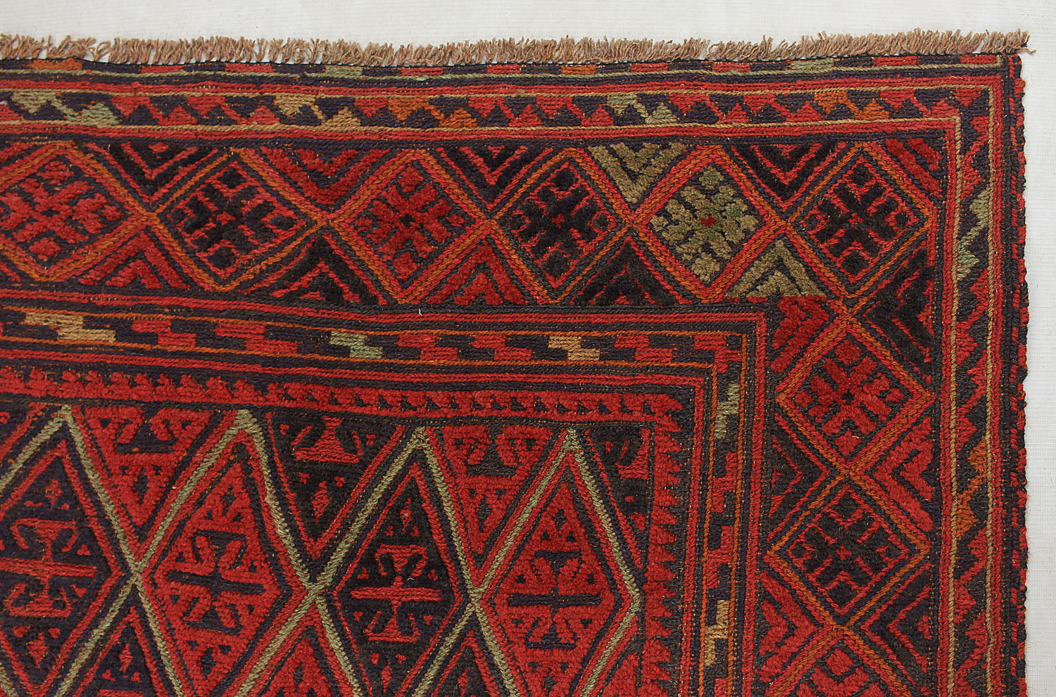 Red Handmade Mashwani Afghan Rug Rectangular